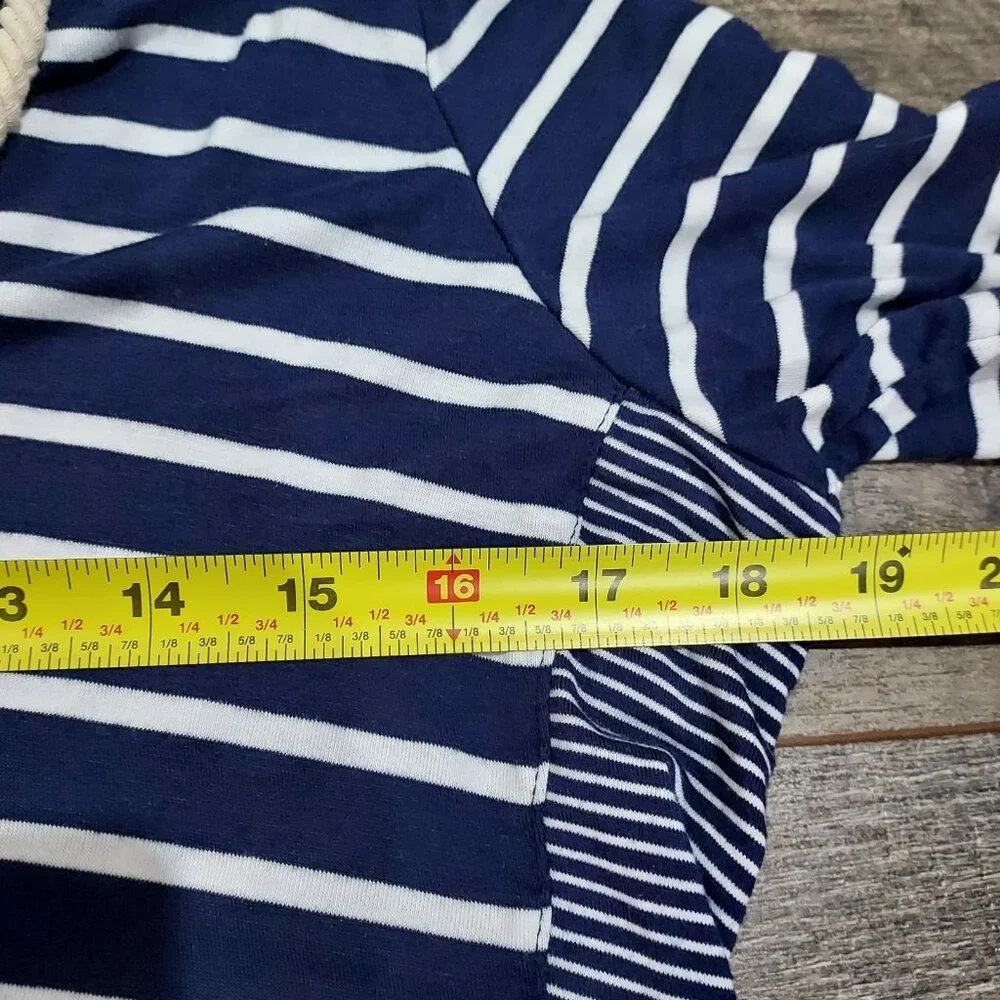 Beach Break Nautical Size S Navy and white Cabana Swim cover-up Hooded - Picture 4 of 10